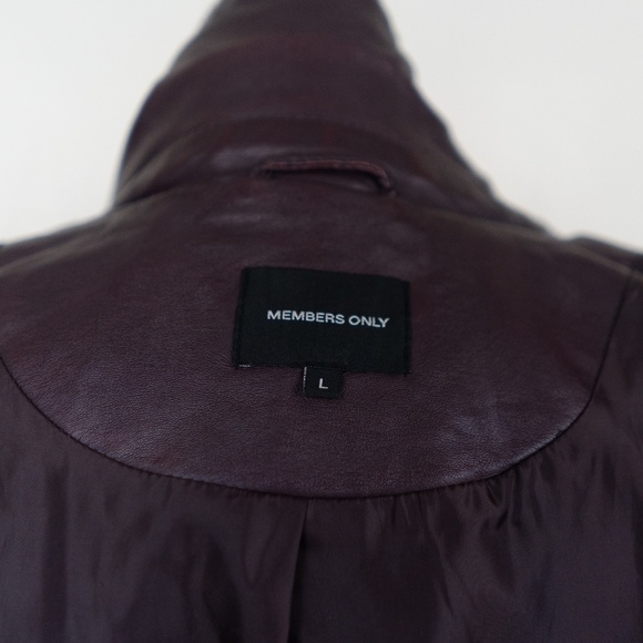 Members Only Red Faux Leather Biker L Jacket - Picture 6 of 8